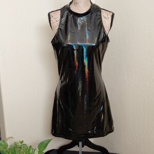 Dolls Kill Black Holographic Mini Dress